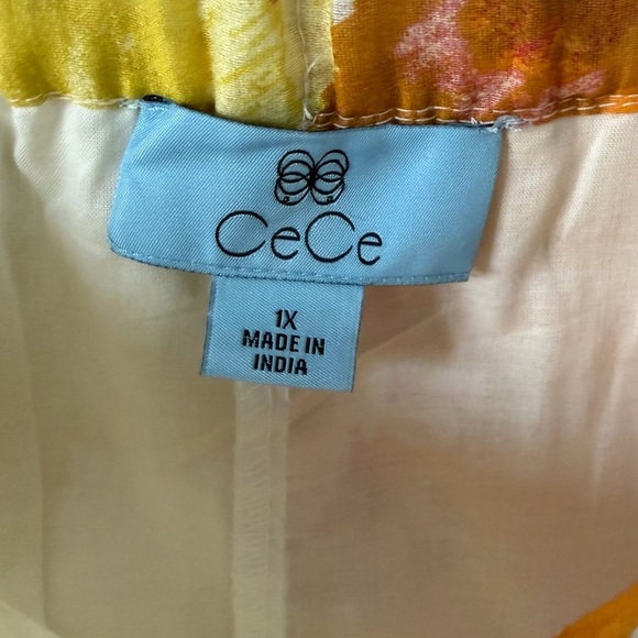 CeCe A-Line Skirt with Pink, Orange, and Yellow Floral Design - Picture 7 of 12